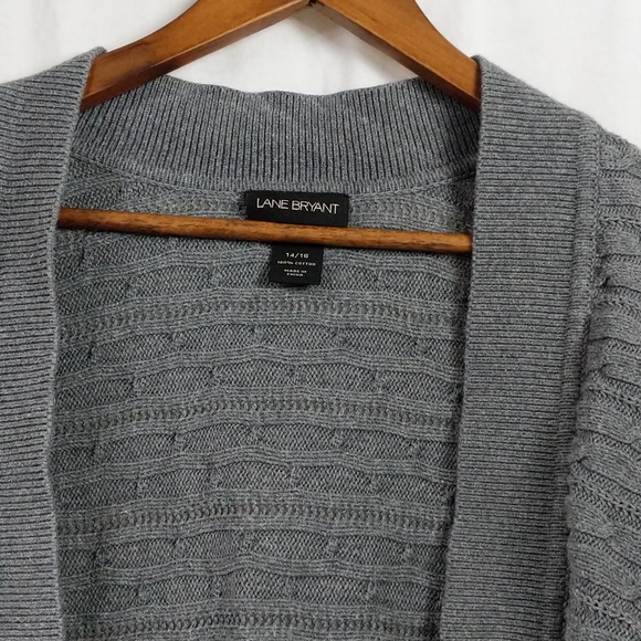 Lane Bryant Gray Cable Knit Short Sleeve Cardigan - Picture 4 of 5